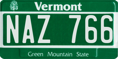 VT license plate NAZ766
