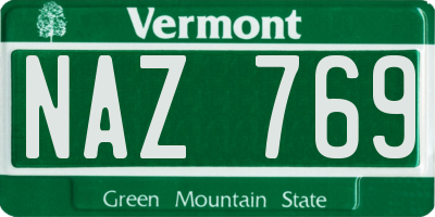 VT license plate NAZ769