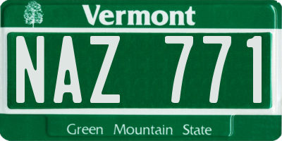 VT license plate NAZ771