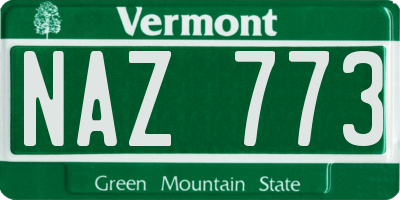 VT license plate NAZ773