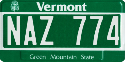VT license plate NAZ774