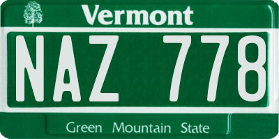 VT license plate NAZ778