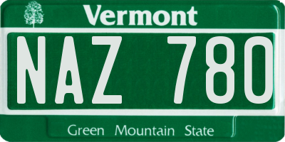 VT license plate NAZ780