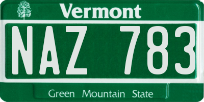 VT license plate NAZ783