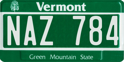 VT license plate NAZ784