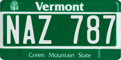 VT license plate NAZ787