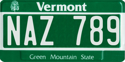 VT license plate NAZ789
