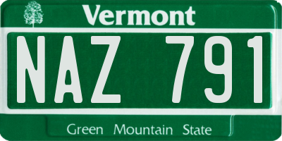 VT license plate NAZ791