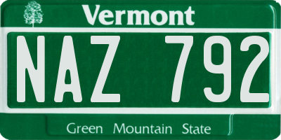 VT license plate NAZ792