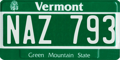 VT license plate NAZ793
