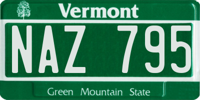VT license plate NAZ795