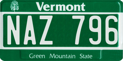 VT license plate NAZ796