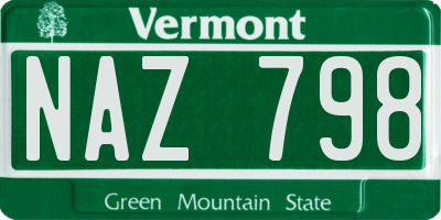 VT license plate NAZ798