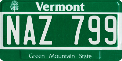 VT license plate NAZ799