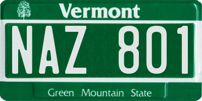 VT license plate NAZ801