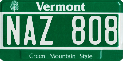 VT license plate NAZ808