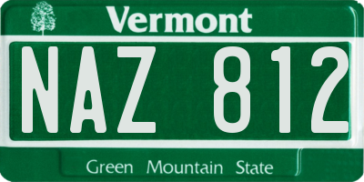 VT license plate NAZ812
