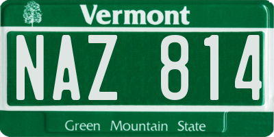 VT license plate NAZ814