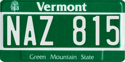 VT license plate NAZ815
