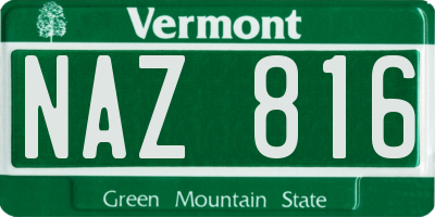 VT license plate NAZ816