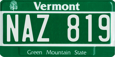 VT license plate NAZ819