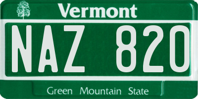 VT license plate NAZ820