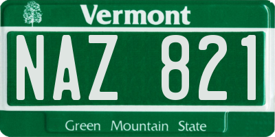 VT license plate NAZ821