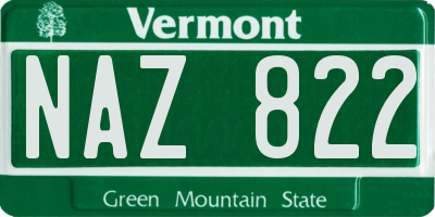 VT license plate NAZ822