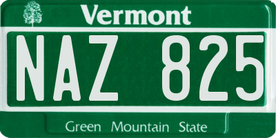 VT license plate NAZ825