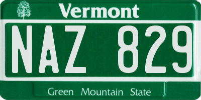 VT license plate NAZ829