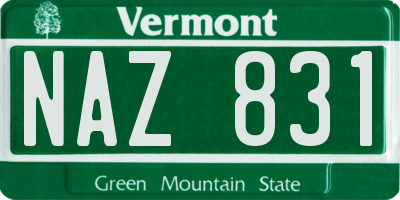VT license plate NAZ831