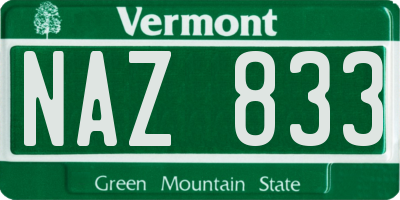 VT license plate NAZ833