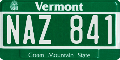 VT license plate NAZ841