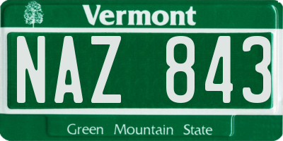 VT license plate NAZ843