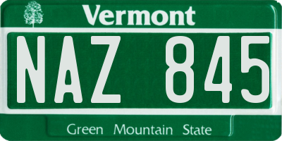 VT license plate NAZ845