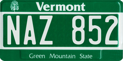 VT license plate NAZ852