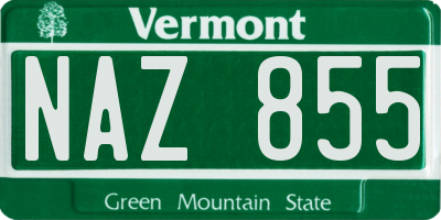 VT license plate NAZ855