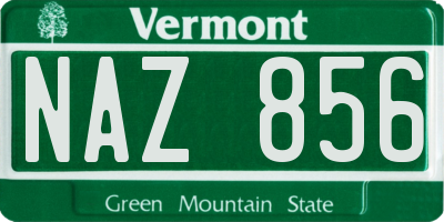VT license plate NAZ856