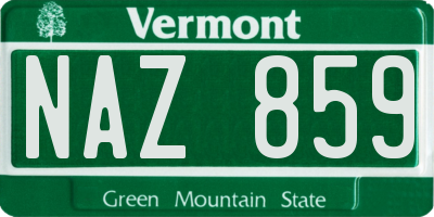 VT license plate NAZ859