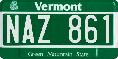VT license plate NAZ861