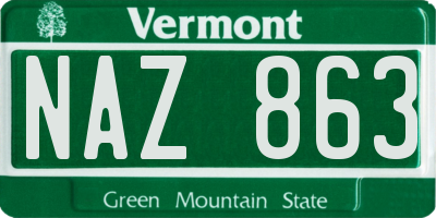 VT license plate NAZ863