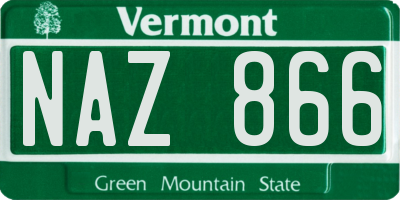 VT license plate NAZ866