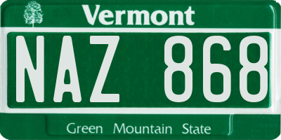 VT license plate NAZ868