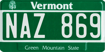 VT license plate NAZ869