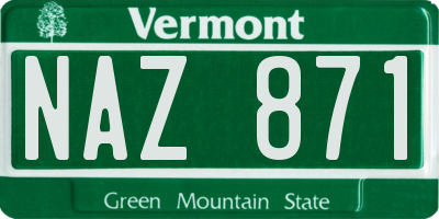 VT license plate NAZ871