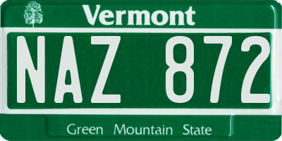 VT license plate NAZ872