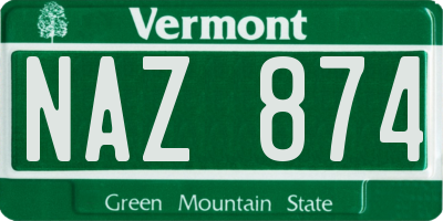 VT license plate NAZ874