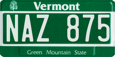 VT license plate NAZ875