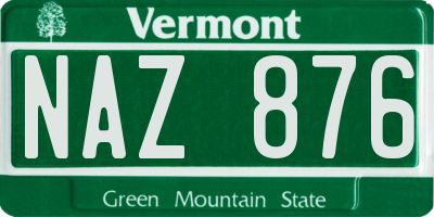 VT license plate NAZ876