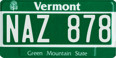 VT license plate NAZ878